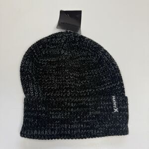 Hurley Ribbed M Max Cuff 2.0 Beanie In Two Tone Black & Gray One Size New